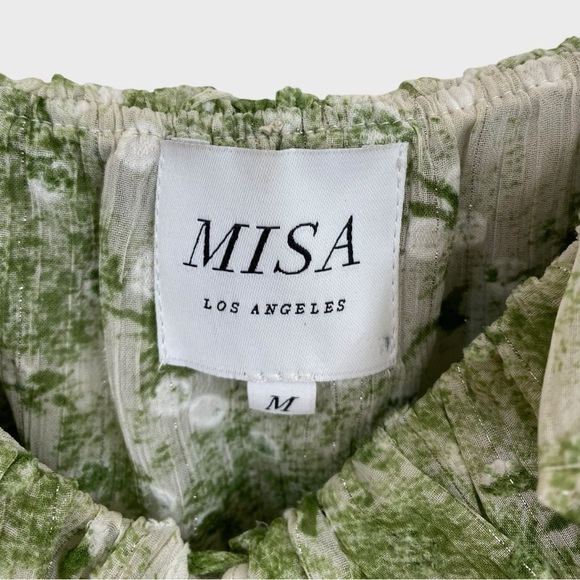 Misa Los Angeles Green White Floral Ruffle Bambi Tank Size Medium - Picture 7 of 9